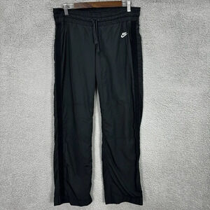 Nike Sportswear Track Pants‎ Mens Small Black Spell Out Logo Swoosh Vtg 90s
